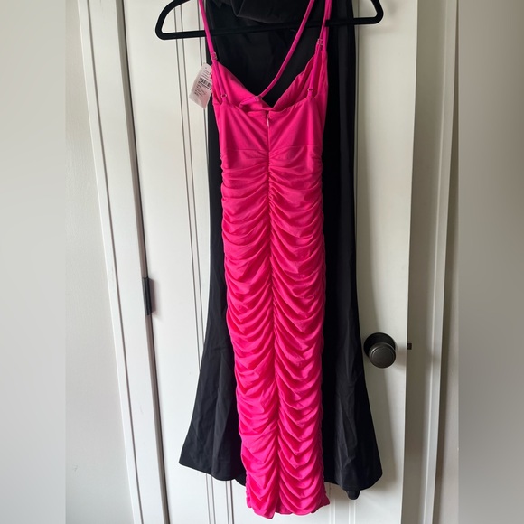 NWT Revolve x Michael Costello $258 Davie Midi Dress in Hot Pink Ruched XS - Picture 6 of 8